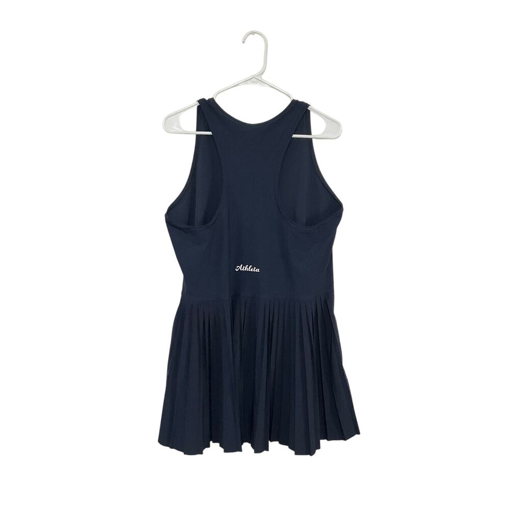 Athleta Match Point Pleated Dress Navy Blue X-Large Sleeveless Stretch Razorback - Picture 4 of 8